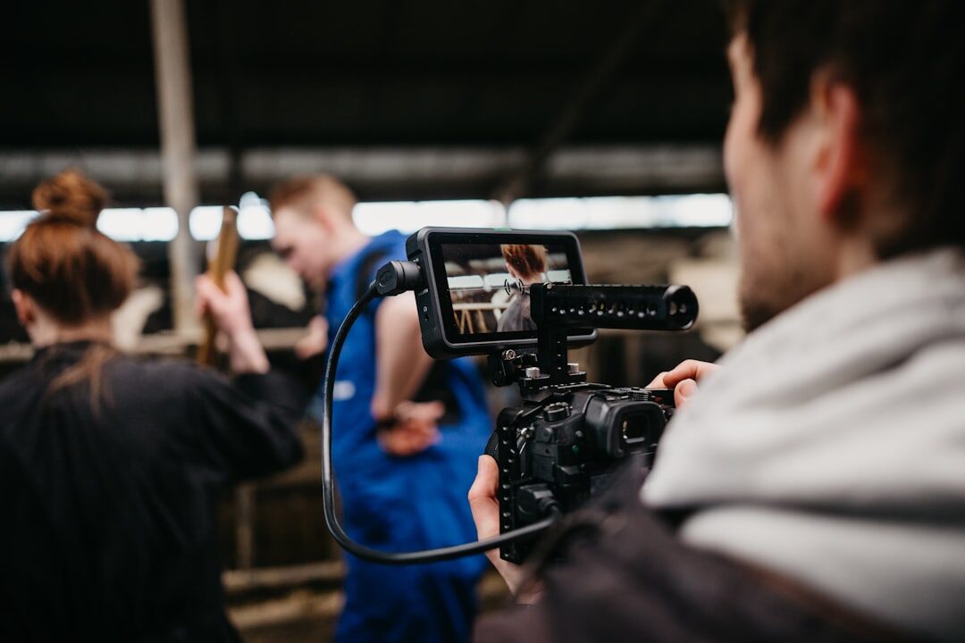 Camera operator filming a local report